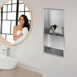 NNEDSZ 641 x 336 x 101mm Shower Niche Double Shelf Organizer No Tile Needed in Stainless Steel Finish