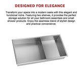 NNEDSZ 641 x 336 x 101mm Shower Niche Double Shelf Organizer No Tile Needed in Stainless Steel Finish