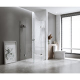 100x110cm Double Door Corner Shower Screen with Channels and SS Hinges - White