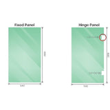 NNEDSZ 100cm Frameless Diamond Shower Screen with Chrome Brackets and SS Hinges, Square Double Pull Handle