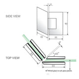 NNEDSZ 100cm Frameless Diamond Shower Screen with Chrome Brackets and SS Hinges, Square Double Pull Handle