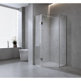NNEDSZ 90cm Frameless Diamond Shower Screen with Channels and SS Hinges - Chrome