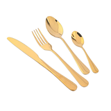 NNEDSZ Tableware 24PC Gold Cutlery Set SS304 Household Knife Fork Spoon Kitchen with Storage Rack Dinner Service