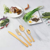 NNEDSZ Tableware 24PC Gold Cutlery Set SS304 Household Knife Fork Spoon Kitchen with Storage Rack Dinner Service