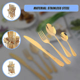 NNEDSZ Tableware 24PC Gold Cutlery Set SS304 Household Knife Fork Spoon Kitchen with Storage Rack Dinner Service