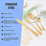 NNEDSZ Tableware 24PC Gold Cutlery Set SS304 Household Knife Fork Spoon Kitchen with Storage Rack Dinner Service