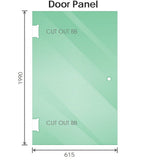 100cm Frameless Diamond Shower Screen with Gunmetal Brackets and Brass Hinges, Square Knob Handle