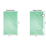 100cm Frameless Diamond Shower Screen with Gunmetal Brackets and Brass Hinges, Round Knob Handle
