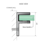 100cm Frameless Diamond Shower Screen with Gunmetal Brackets and Brass Hinges, Square Double Pull Handle