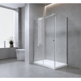 120x100cm Frameless Glass Sliding Corner Shower with Gunmetal Rail and Hardware