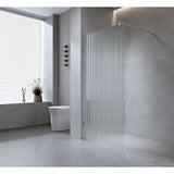 110cm Reeded Single Shower Glass Screen with Gunmetal Wall & Floor F Bracket