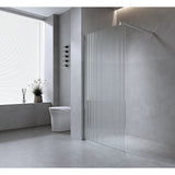 NNEDSZ 100cm Reeded Single Shower Glass Screen with Nickel Wall & Floor Channel
