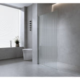 NNEDSZ 120cm Reeded Single Shower Glass Screen with Chrome Wall Channel