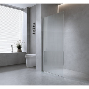 NNEDSZ 120cm Reeded Single Shower Glass Screen with Gunmetal Wall & Floor Channel