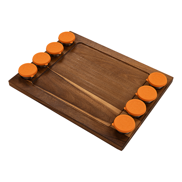 NNEDSZ Serving Tray Double Sided Charcuterie Board 8 Sauce Cups Gift