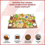NNEDSZ Serving Tray Double Sided Charcuterie Board 8 Sauce Cups Gift