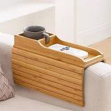 NNEDSZ Bamboo Sofa Arm Tray Couch Phone Holder Anti-Slip for Snacks Drinks