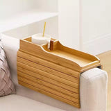 NNEDSZ Bamboo Sofa Arm Tray Couch Phone Holder Anti-Slip for Snacks Drinks