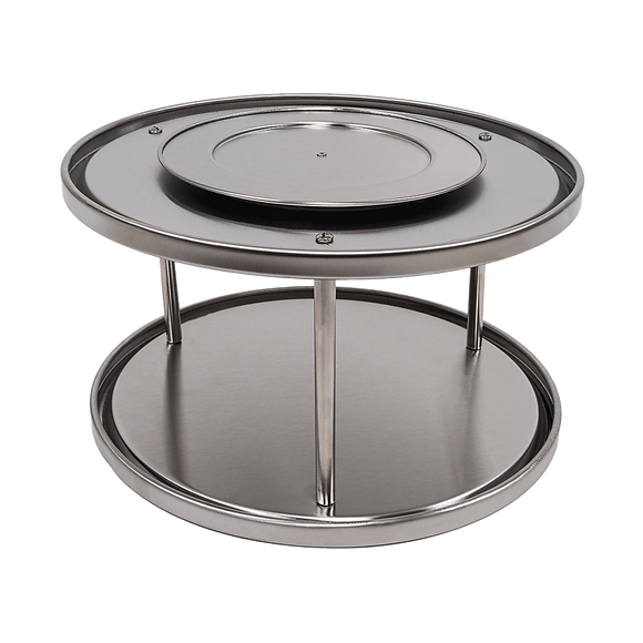 NNEDSZ 2-Tier Rack Lazy Susan Organiser Steel Kitchen Pantry Cabinet Storage