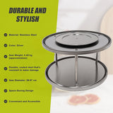 NNEDSZ 2-Tier Rack Lazy Susan Organiser Steel Kitchen Pantry Cabinet Storage
