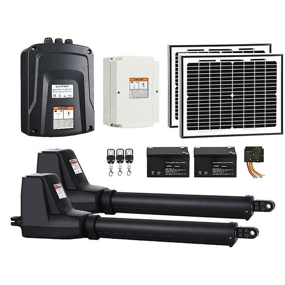 NNEDSZ 800KG Double Swing Auto Motor Remote Gate Opener with 20W Solar Backup