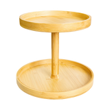 NNEDSZ 2-Tier Bamboo Lazy Susan Turntable Organizer for Kitchen Counter Cabinet