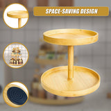 NNEDSZ 2-Tier Bamboo Lazy Susan Turntable Organizer for Kitchen Counter Cabinet