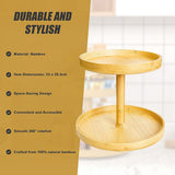 NNEDSZ 2-Tier Bamboo Lazy Susan Turntable Organizer for Kitchen Counter Cabinet