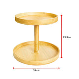NNEDSZ 2-Tier Bamboo Lazy Susan Turntable Organizer for Kitchen Counter Cabinet