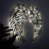 NNEDSZ LED Angel Wing Metal Wall Art Wrought Iron Wings Sculpture Fairy Lights
