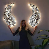 NNEDSZ LED Angel Wing Metal Wall Art Wrought Iron Wings Sculpture Fairy Lights