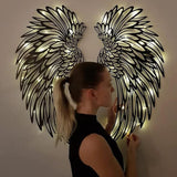 NNEDSZ LED Angel Wing Metal Wall Art Wrought Iron Wings Sculpture Fairy Lights