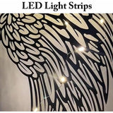 NNEDSZ LED Angel Wing Metal Wall Art Wrought Iron Wings Sculpture Fairy Lights