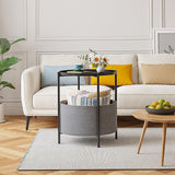 NNEDSZ Round Side Table Bedside Storage Basket