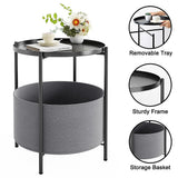 NNEDSZ Round Side Table Bedside Storage Basket