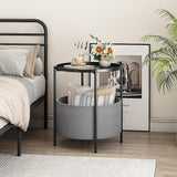 NNEDSZ Round Side Table Bedside Storage Basket