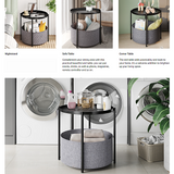 NNEDSZ Round Side Table Bedside Storage Basket