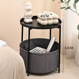 NNEDSZ Round Side Table Bedside Storage Basket