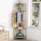 NNEDSZ Corner Gold Clothing Rack Clothes Bedroom Storage