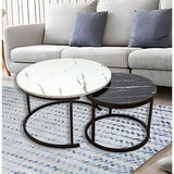 NNEDSZ Coffee Table Round Marble Nesting Side Furniture