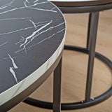 NNEDSZ Coffee Table Round Marble Nesting Side Furniture