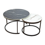 NNEDSZ Coffee Table Round Marble Nesting Side Furniture