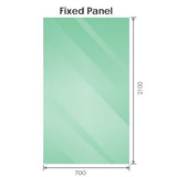 NNEDSZ 70x210cm Single Shower Glass Screen with Nickel U-brackets & Square Pole