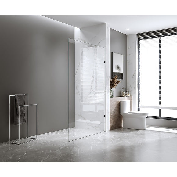 NNEDSZ 70x210cm Single Shower Glass Screen with Chrome Wall F-Brackets