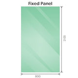 NNEDSZ 80x210cm Single Shower Glass Screen with Black F-brackets & Round Pole