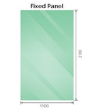 110x210cm Single Shower Glass Screen with Gunmetal Wall & Floor F Brackets