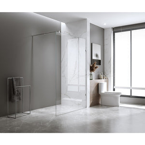 NNEDSZ 120x210cm Glass Shower Screen with White Wall U-Brackets