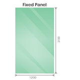 120x210cm Single Shower Glass Screen with Gunmetal Wall & Floor F Brackets