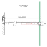 NNEDSZ 120x200cm Single Shower Glass Screen with Black Wall Channel & Square Pole