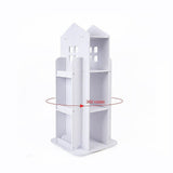 NNEDSZ Rotating Bookcase Bookshelf Kid's Book Organiser Rack Wooden Castle Display Shelf